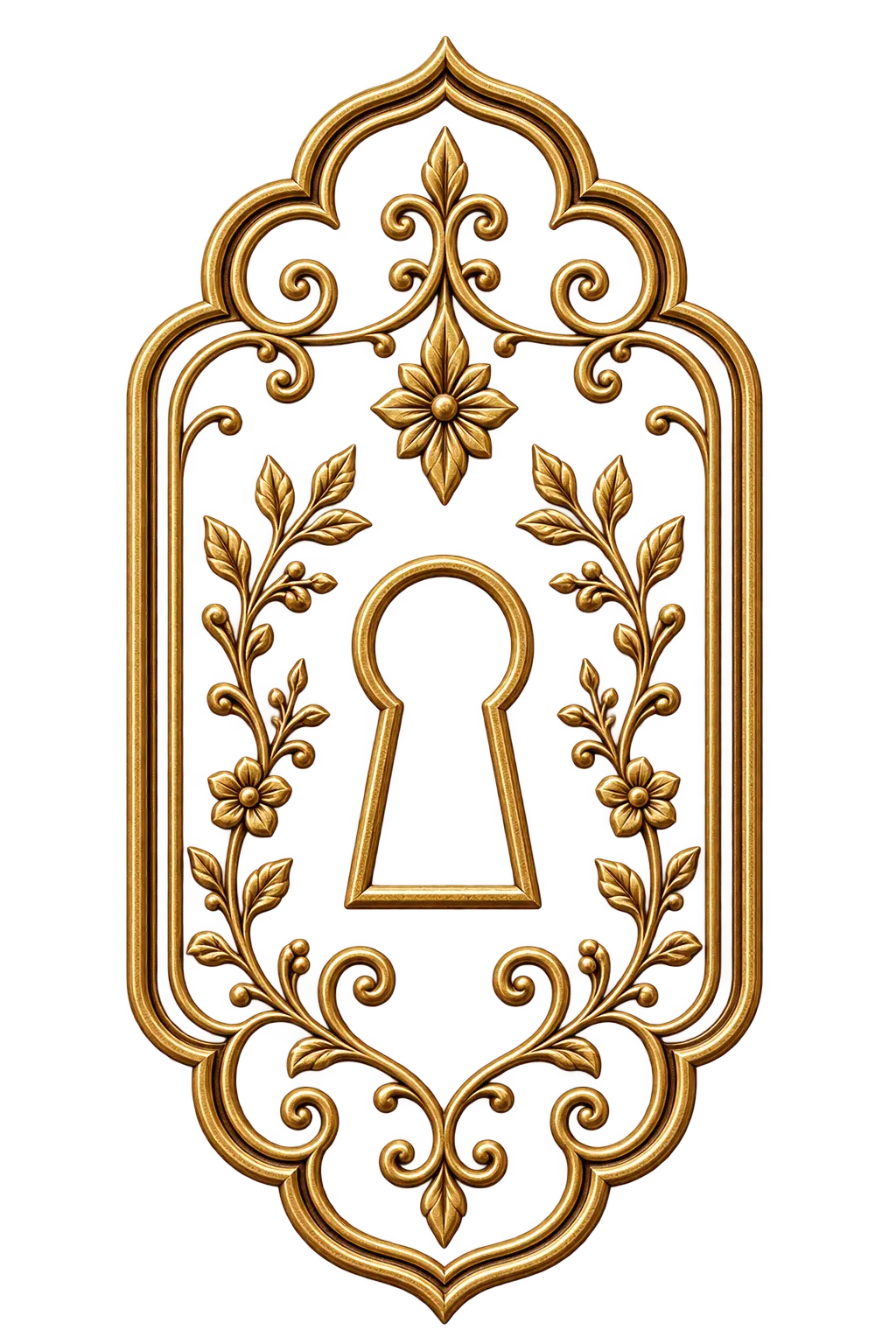 Fechadura clássica ornamentada em dourado